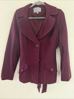 Classiques Entier Plum Button-Front Wool Blend Coat